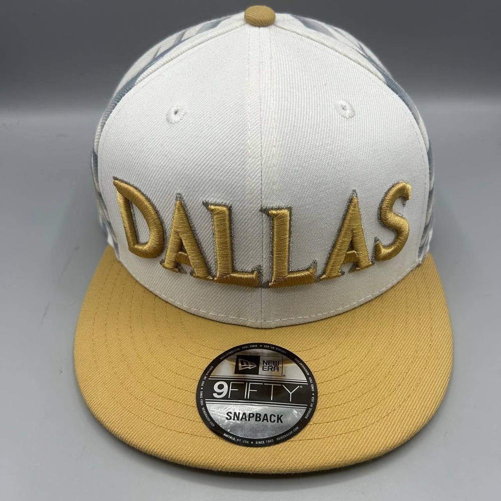 Dallas Mavericks NBA Hat Men White Yellow 9Fifty New Era Snap Back Cap